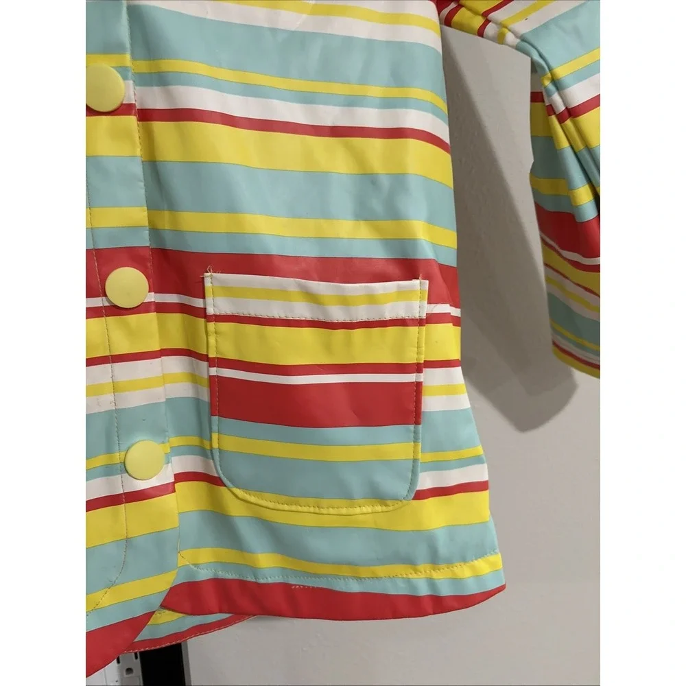 Cherokee Girls 5T Rain Jacket Hooded Multicolor Striped Lightweight Raincoat F44